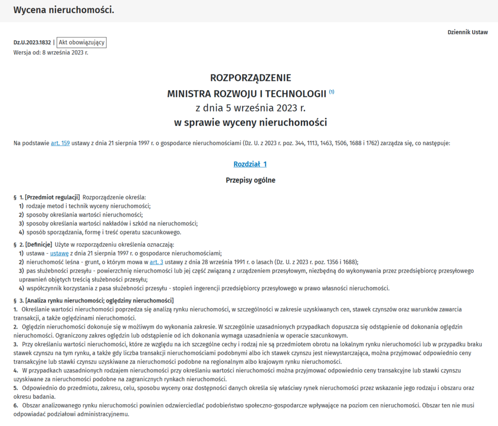 rozporzadzenie w sprawie wyceny nieruchomosci